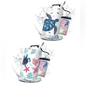Waterproof 2 liter Dry Bag & Phone Pouch Set - Sea Turtle w/Sea Life Designs 🆕